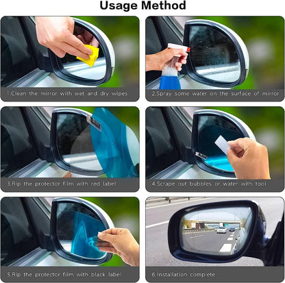 Anti Fog Anti Mist Rainproof Universal Car Accessories Rear-View Mirror (Pack of 2)